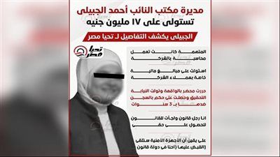 النائب أحمد الجبيلى يكشف لـ تليجراف الخليج تفاصيل سرقة مديرة مكتبه ١٧ مليون جنيه - الخليج الان