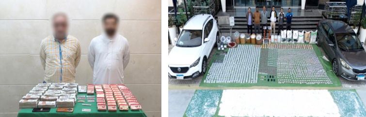 مضبوطات بـ121 مليون جنيه.. ضبط تشكيل عصابي بتهمة جلب الأقراص والعقاقير المخدرة للاتجار بها - الخليج الان