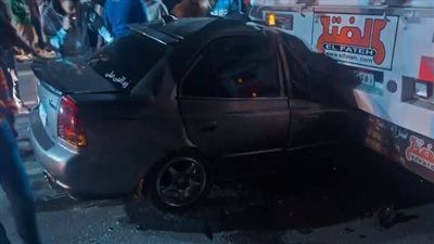 مصرع شاب في تصادم سيارة ملاكي بأخرى نقل ثقيل طريق شطا - الخليج الان
