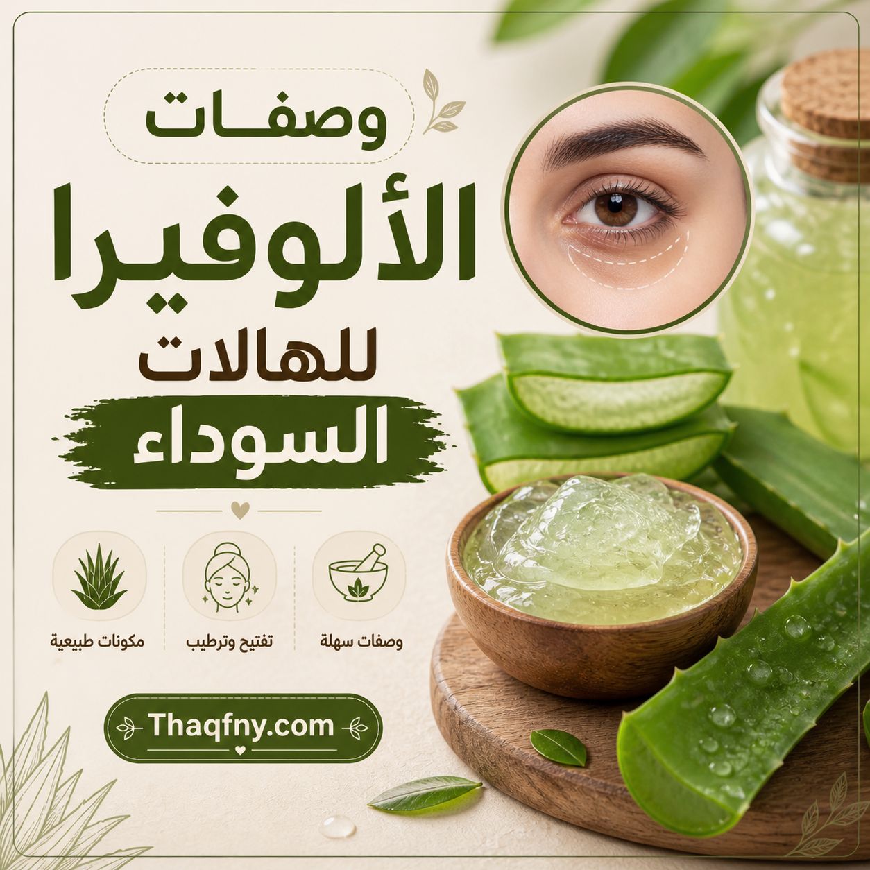 وصفات الألوفيرا للهالات السوداء وانتفاخ العين لإطلالة مشرقة